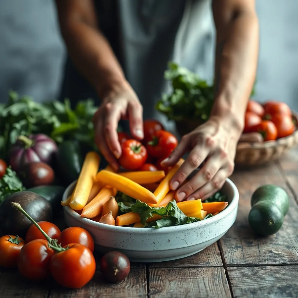 Healthy habits food guide with fresh vegetables
